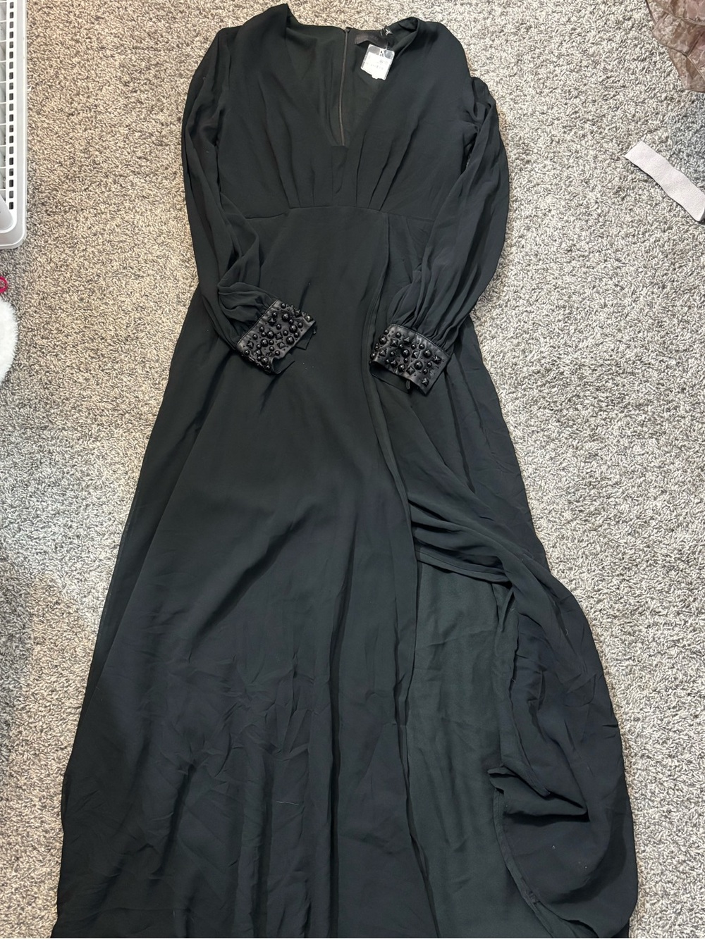 H&M Black Beaded Cuff Long Sleeve Maxi Dress